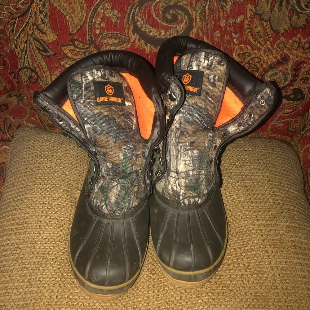 Camo Orange Lined Waterproof Boots